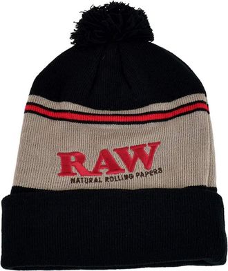 Raw Rolling Papers Pom Pom Knitted Hat - Black - One Size