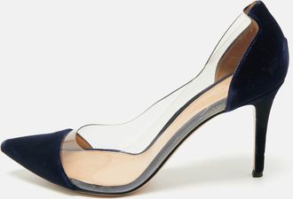 Gianvito Rossi Navy Blue Pvc And Velvet Plexi Pumps