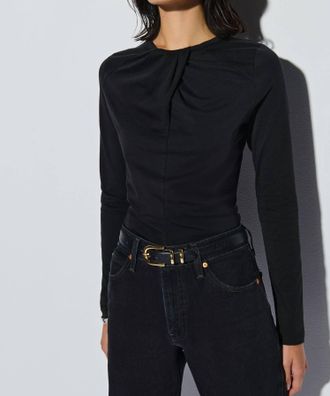 Nation Ltd Rosalind Long Sleeve Top In Jet Black