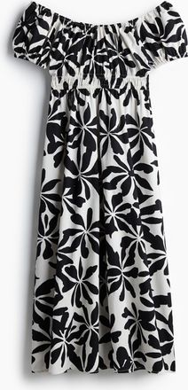 H&M Schulterfreies Popelinekleid - White