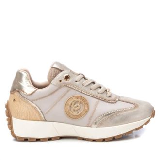 Xti Womens Leather Trainers Sneakers In Beige