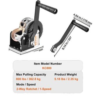 OEM Cabrestante Manual, Capacidad De 800 Lb, Trinquete Bidireccional, 800 Lb
