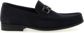 Ferragamo Navy Blue Suede Loafers