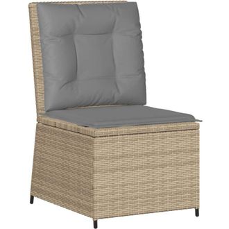 vidaXL Sill&oacute;n Reclinable De Jard&iacute;n Con Cojines Rat&aacute;n Sint&eacute;tico Beige Vidaxl