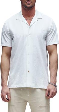 Psycho Bunny Jayme Rib Knit Camp Shirt in White at Nordstrom Rack, Size X-Small