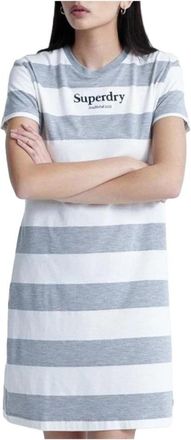 Superdry Gestreepte Darcy T-shirt Jurk - Dames - Korte kleedjes - Grijs - XS - Kleedjes