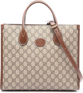 Gucci Beige Brown Gg Supreme Leather Handbag Tote Bag (Pre-Owned)