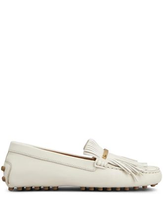 Tod's fringed leather loafers - White