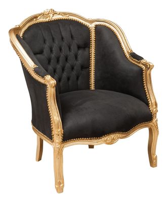 Biscottini International Biscottini - Sill&oacute;n De Entrada Barroco 80x94x82 Sill&oacute;n De Sal&oacute;n Tapizado Sillas Con Brazos Estilo Franc&eacute;s Sill&oacute;n De Dormitorio De Terciopelo