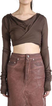 Rick Owens asymmetric-design top - women - Cotton - 44 - Brown