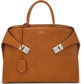 Ferragamo Borsa tote Hug con fibbia Gancini - Marrone