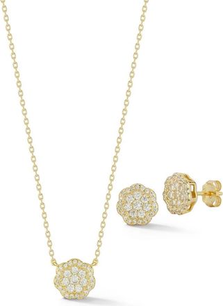Glaze Jewelry Flower Cubic Zirconia Pendant Necklace & Stud Earrings Set in Gold at Nordstrom Rack