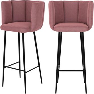 Rendez-Vous Déco Rendez-vous Déco - Set de 2 sillas de bar de terciopelo rosa - Rosy