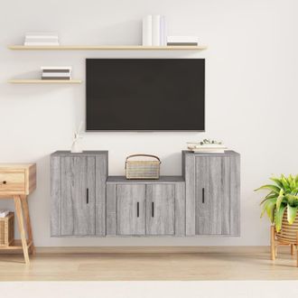 vidaXL Vidaxl - Set De Muebles Para Tv 3 Pzas Madera Contrachapada Gris Sonoma