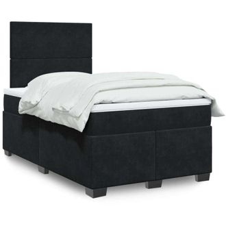 vidaXL Cama Box Spring Con Colch&oacute;n Terciopelo Negro 120x190 Cm Vidaxl