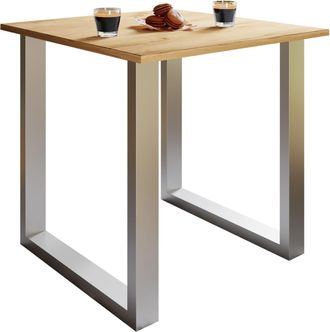 ebuy24 Mesa De Madera Vcm Al. 76 X An. 80 X P. 80 Cmbase S&oacute;lida Y De Alta Calidad Pies De Hierro Mesa De Cocina - Xona U (plata / Roble De Miel)