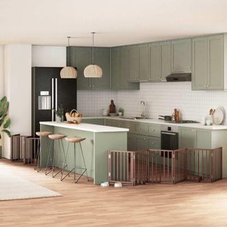 vidaXL Puerta De Perros Plegable 15 Paneles Madera &Aacute;lamo Marr&oacute;n 750 Cm Vidaxl