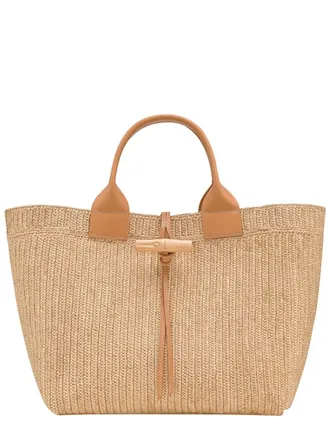 Longchamp Womens Bag Le Roseau Beige Rafia Handbags Hand