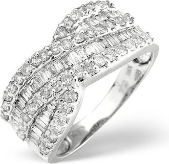 The Diamond Store Diamond 1.00CT 18K White Gold Cross-Over Ring