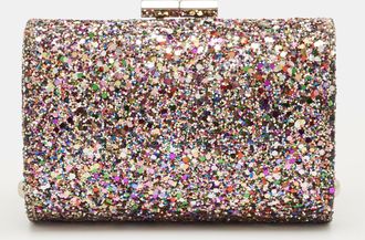 Jimmy Choo London Multicolor Glitter Fabric Mini Tube Clutch