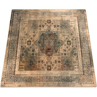 RugsX Alfombra De Lana Omega Mamluk Cuadrado Roset&oacute;n Vintage Crema Beige 135x135 Cm