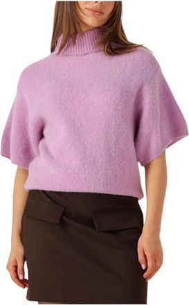 Notre-V Lila Alpaca Gebreide Trui - Dames - Coltruien - Paars - S - Truien & Vesten