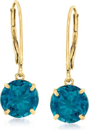 Ross-Simons London Blue Topaz Drop Earrings in 14kt Yellow Gold
