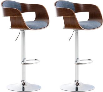 Clp Set 2 sgabelli cucina Kingston in tessuto Noce/blu chiaro