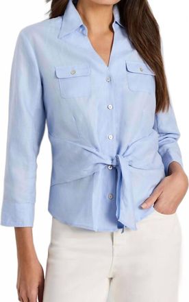 Nic+Zoe Isla Iconic Tie Front Shirt In Powder Blue