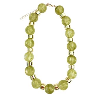 Gemelli Womens Sorrento Beaded Statement Necklace In Lime