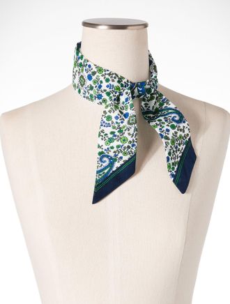 Talbots Heritage Paisley Skinny Scarf - Ink - 001 - 100% Cotton Talbots