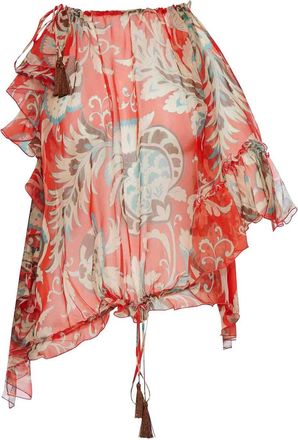 Etro Single-Sleeved Silk Top With Floral Pattern