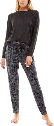 Roudelain Womens Whisper Luxe Waffled Pajama Set In Black Sd Tophe