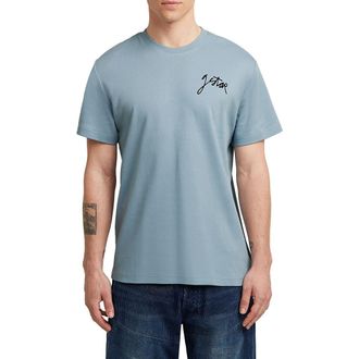 G-Star Script Organic Cotton Graphic T-Shirt in Ash Blue at Nordstrom, Size Medium