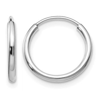 Diamond2Deal 14k White Gold 1.50mm Polished Endless Huggie Hoop Earrings