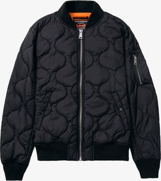 Schott NYC Mens Quilted Ripstop Nylon Ma-1 Jacket In Black