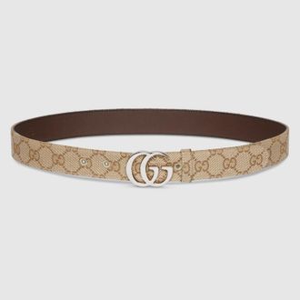 Gucci GG Marmont Belt, Beige, GG Canvas