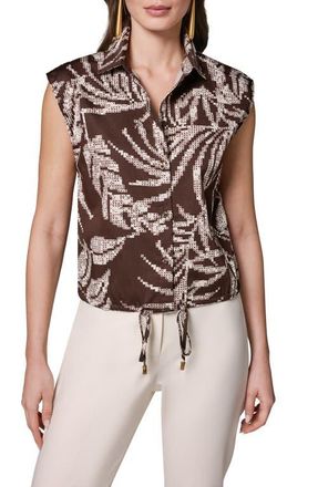 DKNY Allover Print Drawstring Hem Sleeveless Top in Canyon Multi at Nordstrom, Size X-Small