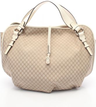 Celine Beige Ivory Coated Canvas Leather Handbag Tote Bag (Pre-Owned)