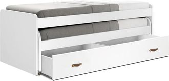 Muemue Cama + cajones aglomerado blanco con somieres 90x200cm