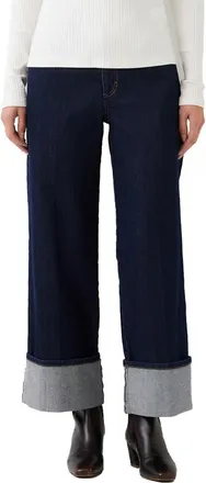 Karen Kane Cuffed Cropped Wide Leg Jeans in Indigo at Nordstrom, Size 16