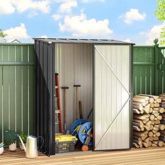 OUTSUNNY Outdoor Storage Shed w/ Lockable Door for Garden in Black
