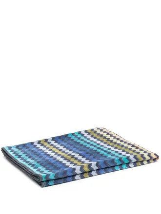 Missoni Home Warner zigzag pattern bath towel - unisex - Cotton - One Size - Blue