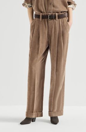 Brunello Cucinelli Fluid corduroy trousers in Espresso at Nordstrom, Size 40