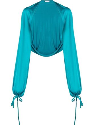P.A.R.O.S.H. drawstring-detailed long-sleeved shrug - women - Acetate/Polyester - S - Blue