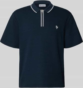 Review Regular Fit Poloshirt mit Rei&szlig;verschluss und Label-Stitching in Marine, Gr&ouml;&szlig;e XXL