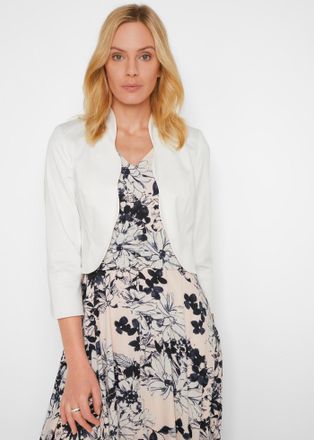 Bonprix Boleroblazer BONPRIX, Damen, Gr. 54, weiss (wei&szlig;), Obermaterial: 97% Baumwolle, 3% Elasthan. Futter: 100% Polyester, slim fit, Blazer Boleroblazer, el