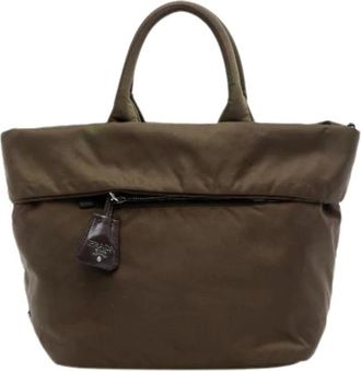 Prada Pre-owned Tote Bags, female, Brown, Size: ONE SIZE Pre-owned Vintage Nylon Tote Bag