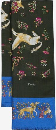 Drake's Bedruckter Schal aus Wolle und Seide Unicorn