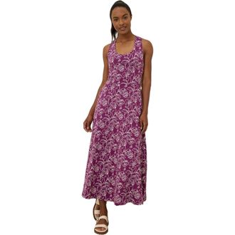 Pact Organic Cotton Fit & Flare Open Back Maxi Dress in Looking Glass Floral Sangria at Nordstrom, Size Large
